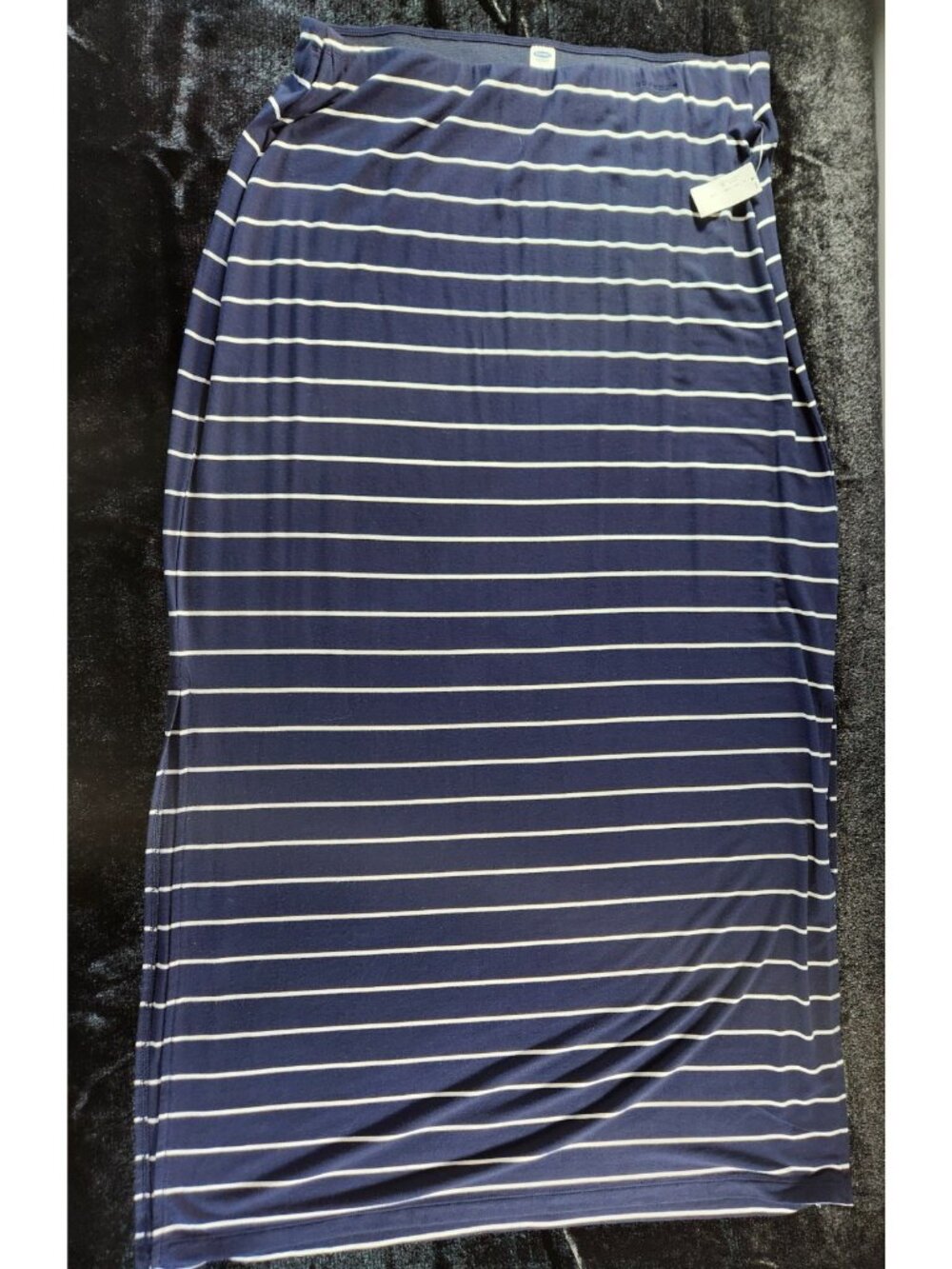 Old Navy Womens Maxi Skirt SZ LG Navy White Stripe Side Slits
